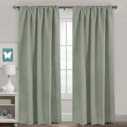 H.VERSAILTEX Blackout Curtains Thermal Insulated Window Treatment Panels Room Darkening Blackout Drapes for Living Room Back Tab/Rod Pocket Bedroom Draperies, 52 x 84 Inch, Light Sage, 2 Panels