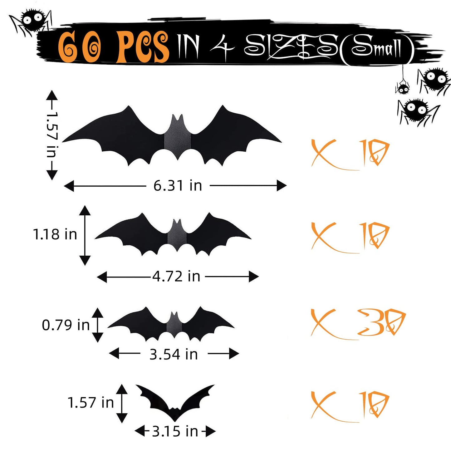 Comtraker Halloween Fireplace Mantle Decorations, Black Lace Spiderweb Mantel Scarf Cover Garland and 60 Pcs 3D Halloween Bats Wall Decor Stickers Decals for Festive Party Supplies, 18 x 98 inch