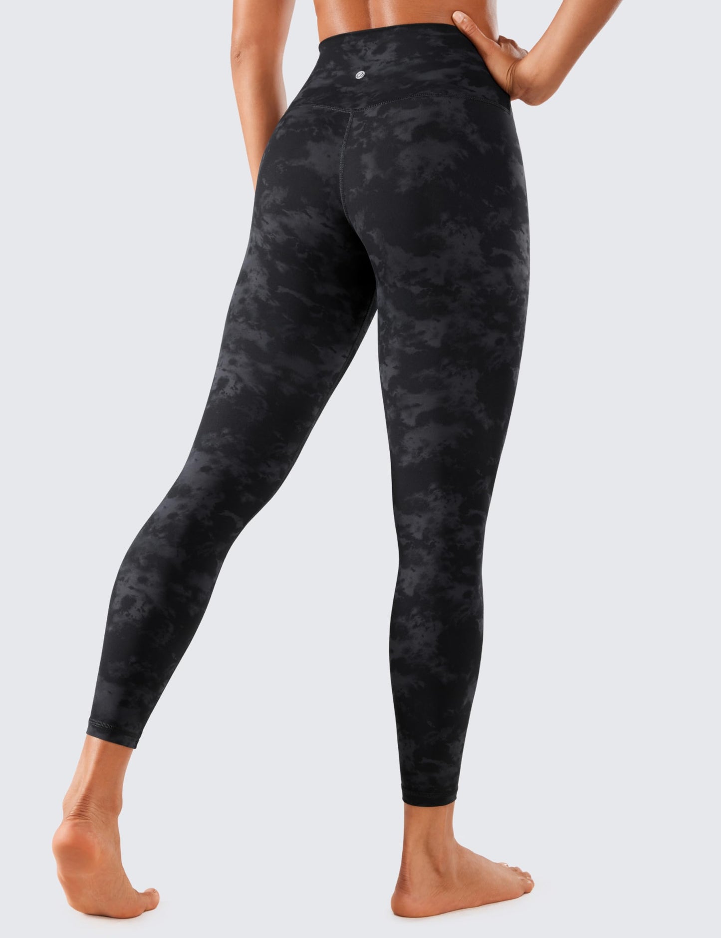 CRZ YOGA Women Naked Feeling Yoga Pants 25 Inches - 7/8 High Waisted Workout Leggings Tie Dye Smoke Ink Small