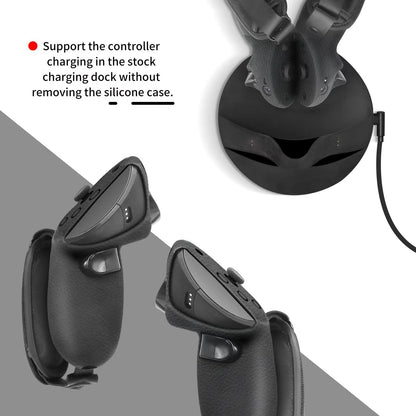 Globular Cluster Silicone Grips for Meta Quest Pro Controllers - Come with PU Leather Cushion Pad - More Comfortable (Black)