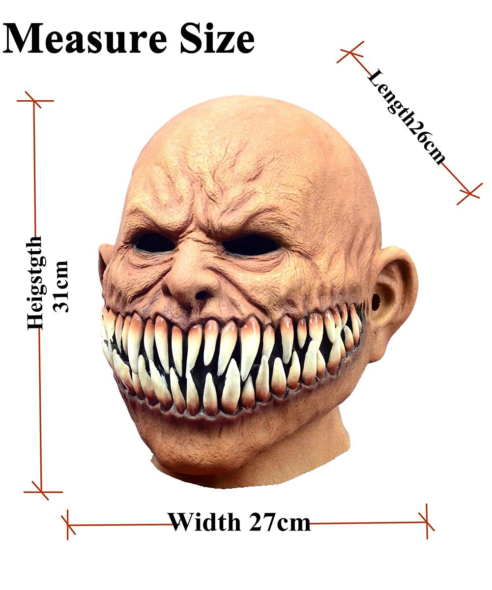 LEKA NEIL Halloween sharp tooth devil mask zombie mask Monster Devil Mask Creepy Costume Corpse Party Latex Full Head Mask