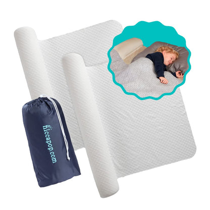hiccapop [2-Pack Inflatable Bed Rail for Toddlers | Portable, Blow-up Bed Bumper for King, Queen, Full, with Non-Slip Machine-Washable Cover | Travel Bed Rail for Hotel, Grandma's, Vacation