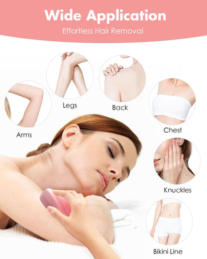 Crystal Hair Eraser for Women and Men, Reusable Crystal Hair Remover - Portable Magic Hair Removal Device - Painless Solution for Back, Arms, and Legs (Pink)