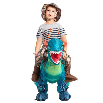 GOOSH Inflatable Dinosaur Costume for Kids Riding T Rex Funny Blow Up Boys Girls Costume for Halloween Fancy Dress Party Cosplay