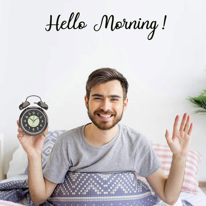 Lesipee Loud Alarm Clock for Heavy Sleeper, Clocks for Bedroom, 4'' Battery Operated Metal Clocks with Night Light, Retro Analog Clock for Student with Luminous dial Non-Ticking, Back to School