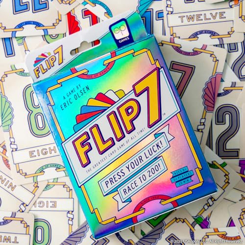 Flip 7, The Ultimate Blend of Press Your Luck and Strategy, Fast-Paced Addictive Card Game, Quick to Learn and Easy to Teach, Perfect for Game Nights, 3+ Players, Ages 8 & Up, 20 minutes Play Time