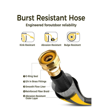 GLAHODEN Retractable Garden Hose Reel 5/8 in x 100 ft Upgraded UV Resistant Heavy Duty Automatic Hose Reel Wall Mount 3/4 in Brass Fitting 9 Pattern Nozzle Any Length Lock Slow Retraction 180° Swivel