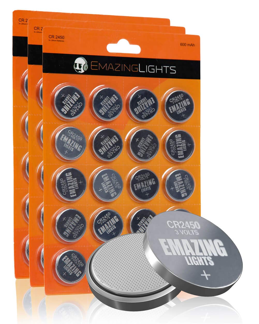 EmazingLights 60 Pack CR2450 Battery 3V Lithium Coin Cell Batteries Long Lasting Multipack for Keyless Remote FOB, Candles