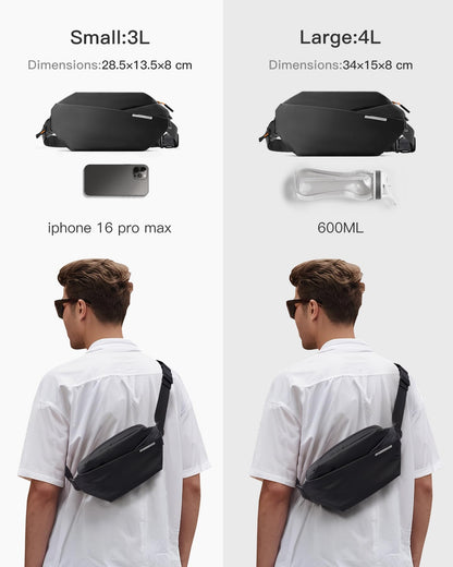 Inateck Sling Bag X, Compact Chest Bag Men Women Waterproof Bum Bag Chest Bags Shoulder Bag Crossbody Bag for Everyday Travel Hiking