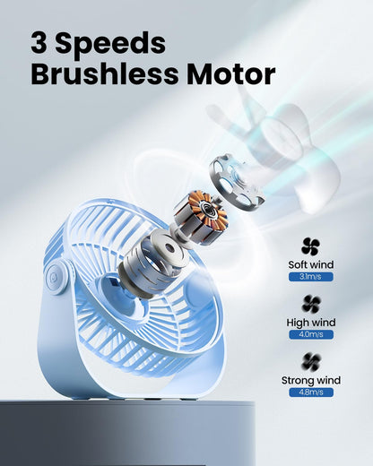 Gaiatop USB Desk Fan, 3 Speeds Strong Airflow, 5.5 Inch Portable 90° Rotate Quiet Cooling, Small Personal Table Fans for Bedroom Home Office Travel Blue