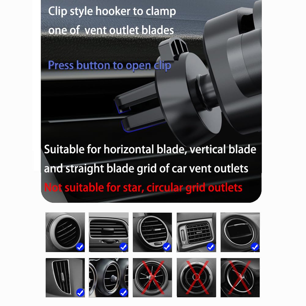 Compact Size Car Vent Phone Holder Clamp Mount, Mini Cell Phone Stand for Car, Hands-Free Universal Easy Clamp Mount Holder for Smartphones