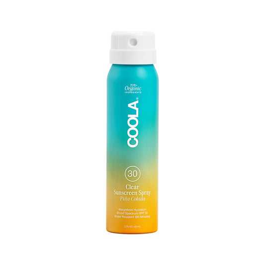 COOLA Organic Sunscreen SPF 30 Sunblock Spray, Dermatologist Tested Skin Care for Daily Protection, Vegan and Gluten Free, Piña Colada, Travel Size, 2 Fl Oz