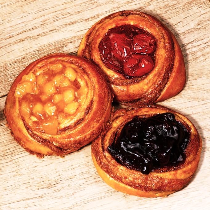 Fruit Danish Pastries | Christmas Holiday Corporate Food Gifts in Gift box |12 Individually Wrapped ASSORTED Fruit Filled Cinnamon Buns | Halloween, Thanksgiving-Stern’s Bakery