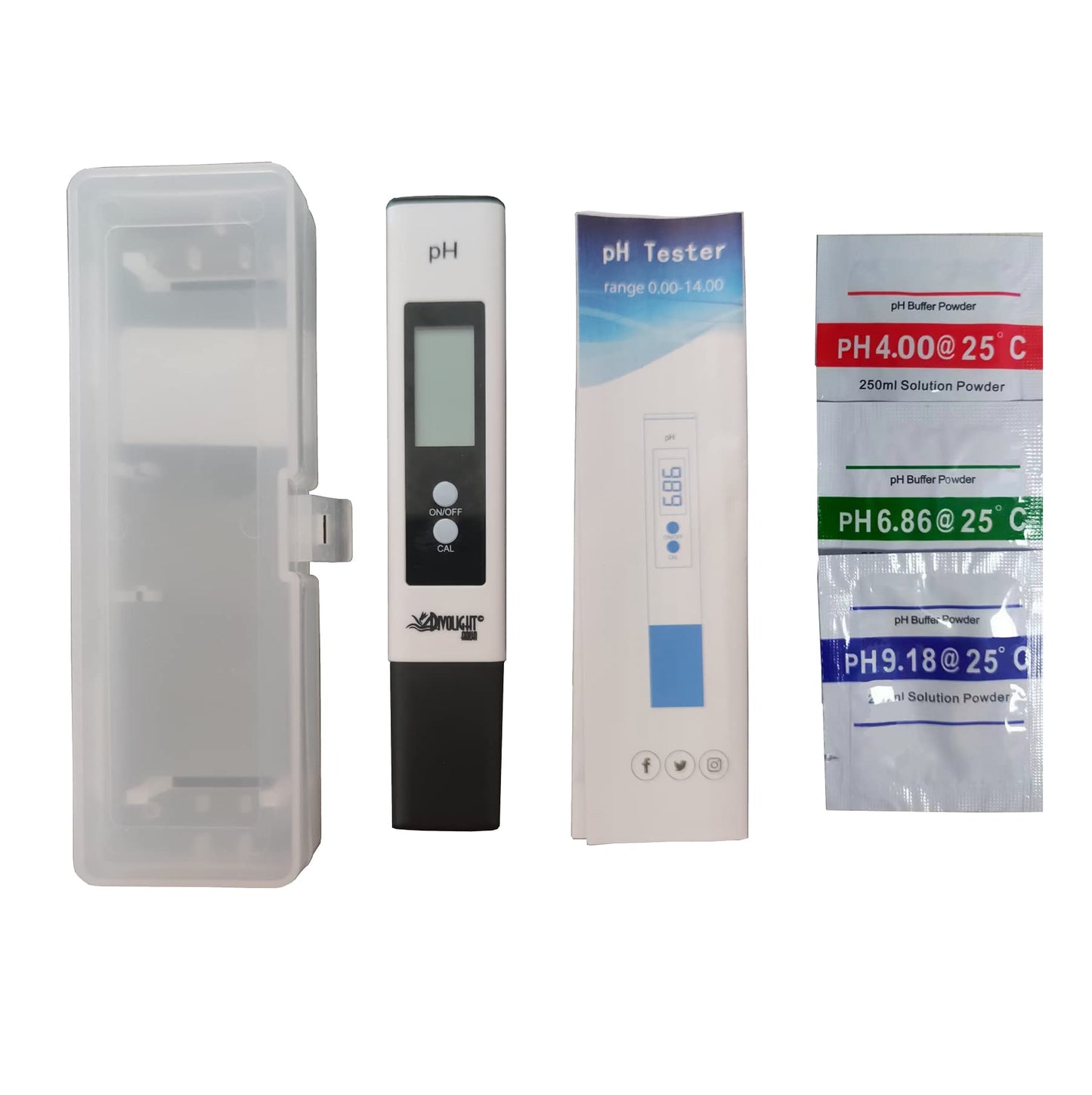 Divolight Digital PH Meter - High Accuracy Digital Water Quality Tester with 0-14 PH Measurement Range for Household Drinking, Pool and Aquarium with ATC