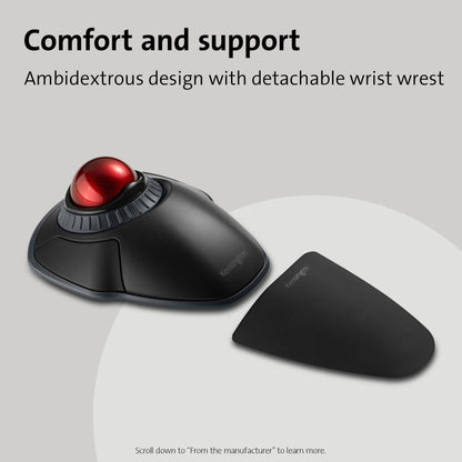 Kensington Orbit Wireless Trackball with Scroll Ring - Black-Red (K70990WW),