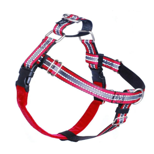 2 Hounds Design Freedom No Pull Dog Harness, Reflective Harness & Leash Set, Front Clip, Comfortable Control, Fits Small to Large Dogs, Made in USA, 1" XXL, Reflective Red