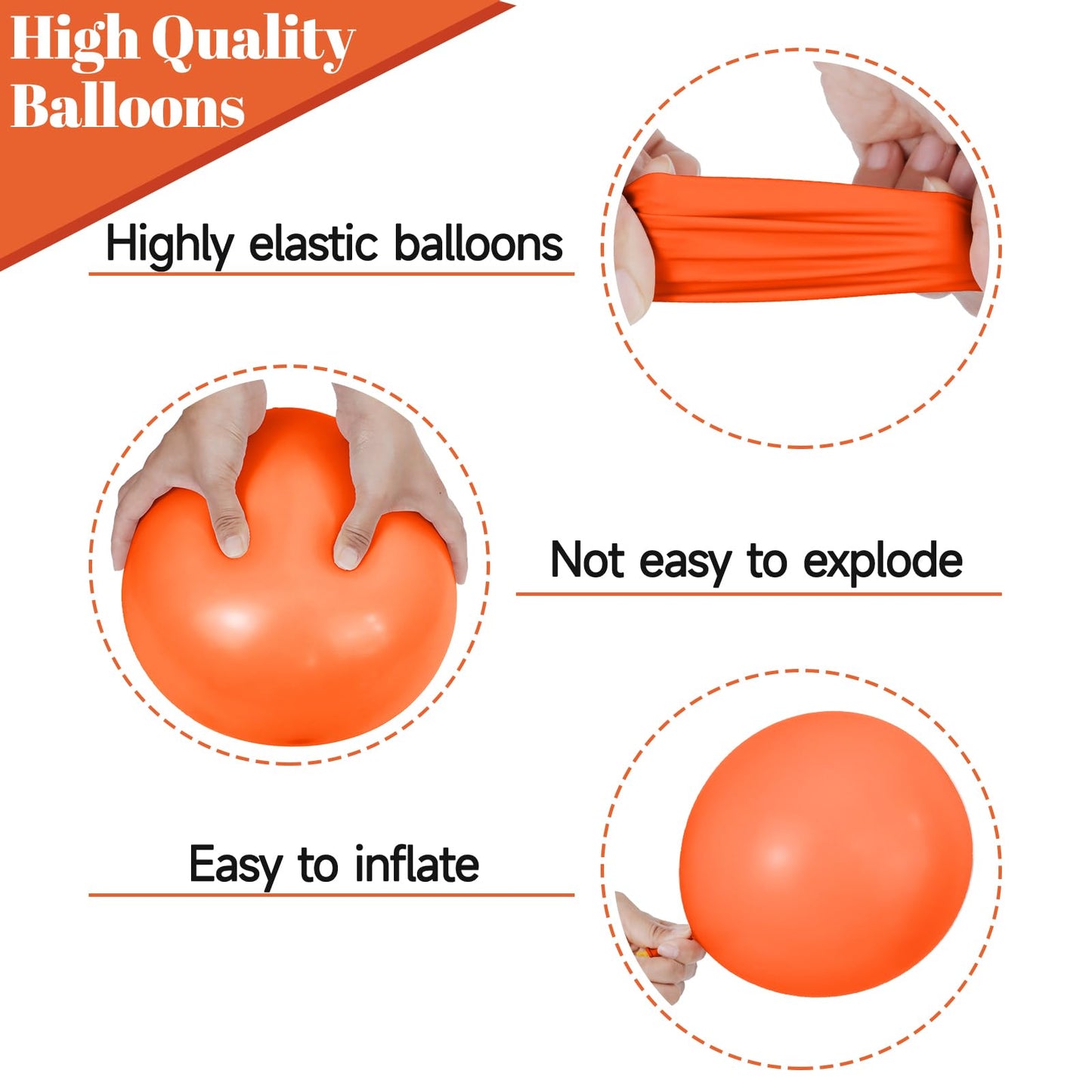 68Pcs Black and Orange Balloons, 12 inch Orange Black Latex Balloon Set with Confetti Ribbons Reusable, Fade-Resistant for Halloween, Graduation Spooky Party Decorations.