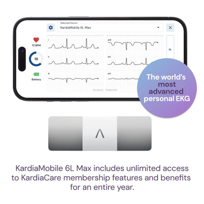 KardiaMobile 6L Max with 12-Month Subscription | 6-Lead Personal EKG Monitor | Heart Health Membership | Detects AFib & Irregular Arrhythmias | Easy Results in 30 Seconds | Works with Smartphones