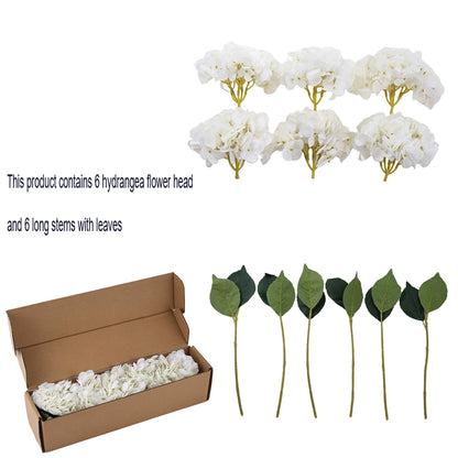 Kimura's Cabin 6pcs Fake White Flowers Artificial Silk Hydrangea Flowers Bouquets Faux Hydrangea Stems for Home Table Centerpieces Wedding Party Decoration (White)