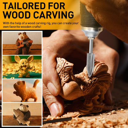 Wood Carving Drill Bits Set Compatible with Dremel Rotary Tool 5 Different Engraving Drill Accessories Bit Wood Grinding Woodworking Tool with 3mm Shank for DIY Carving Drilling Micro Sculpture