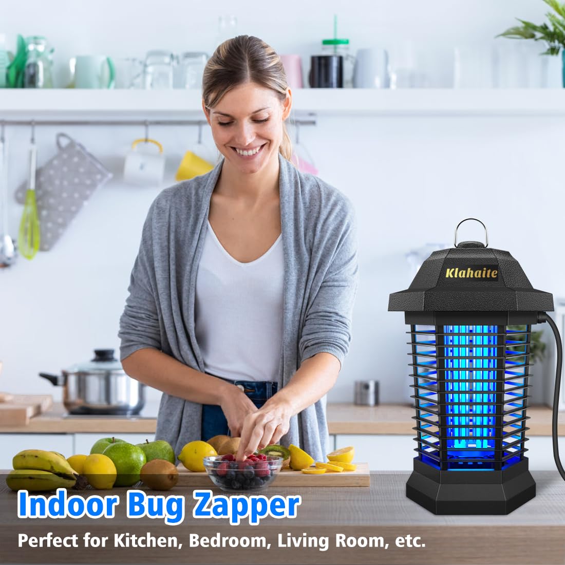 Klahaite Bug Zapper Outdoor, Mosquito Zapper, Fly Traps Fly Zapper,Mosquito Repellent Outdoor Patio and Backyard Covers 1/2 Acre, 4200V Powerful Grid, ABS Fireproof Plastic Outer