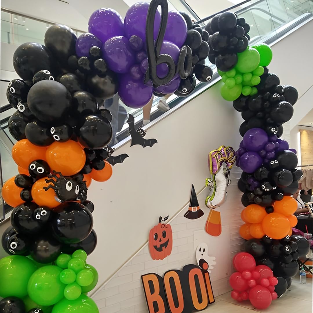 Halloween Party Balloons Set, Black Purple Orange Green Balloons 50Pcs 12inch Purple Orange Black Lime Green Balloon for Halloween party Celebration Birthday Spooky Ghost Party Decoration