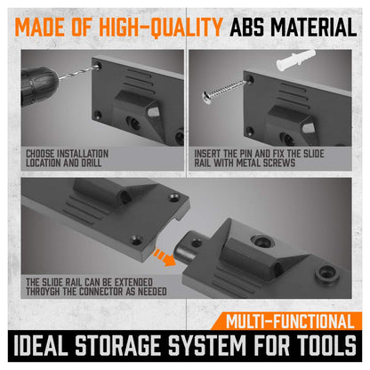 HORUSDY 64 Inch Adjustable Storage System, Wall Mount Tool Organizer, Tool Hangers for Mop and Broom Holder Shovel, Rake, Broom, Mop Holder, Etc