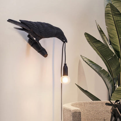 HGomx Raven Desk Lamp, Black Resin LED Bird Lamp for Bedroom/Office/Living Room/Farmhouse Art Deco with Plug (Left)