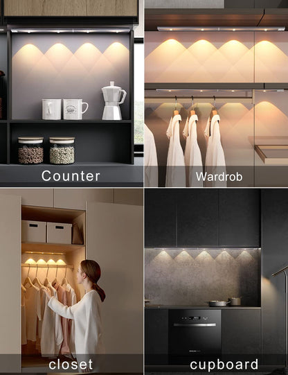 GARTO Led Under Cabinet Lights, Under Counter Closet Lighting with Motion Sensor, USB Rechargeable Battery Operated Cat's Eye Hill Corrugated Light Strip (32.5in-1Pack)