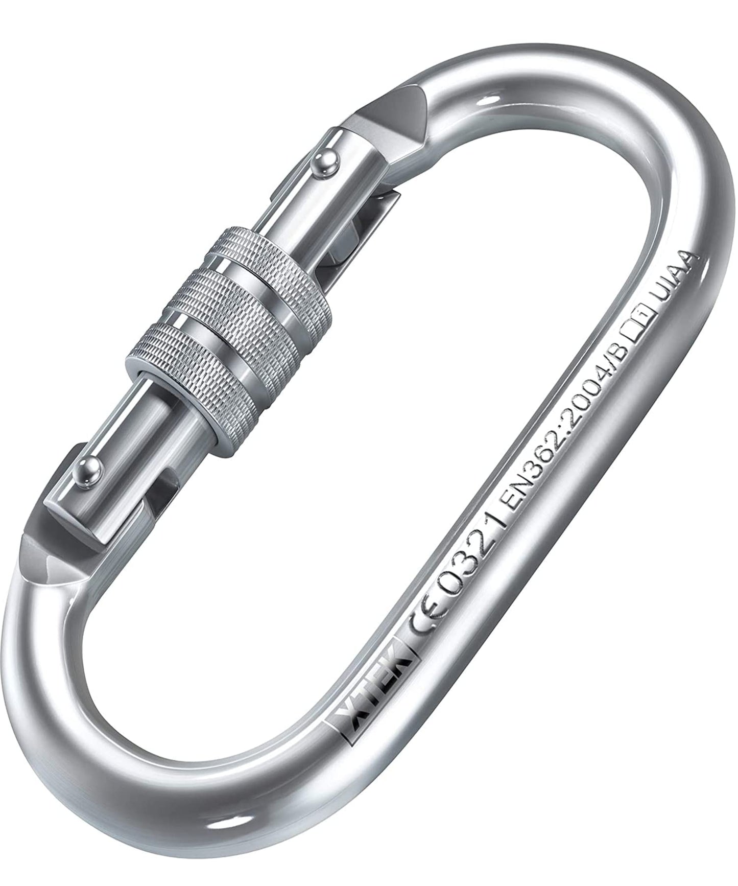 Climbing Carabiner – UIAA CE Rated 25kN/5620LB – Heavy Duty Twist Locking Carabiner Clip - Industrial Strength Large Steel Oval Carabiners - Rock Climbing Caribeener Clips for Rigging, Ropes