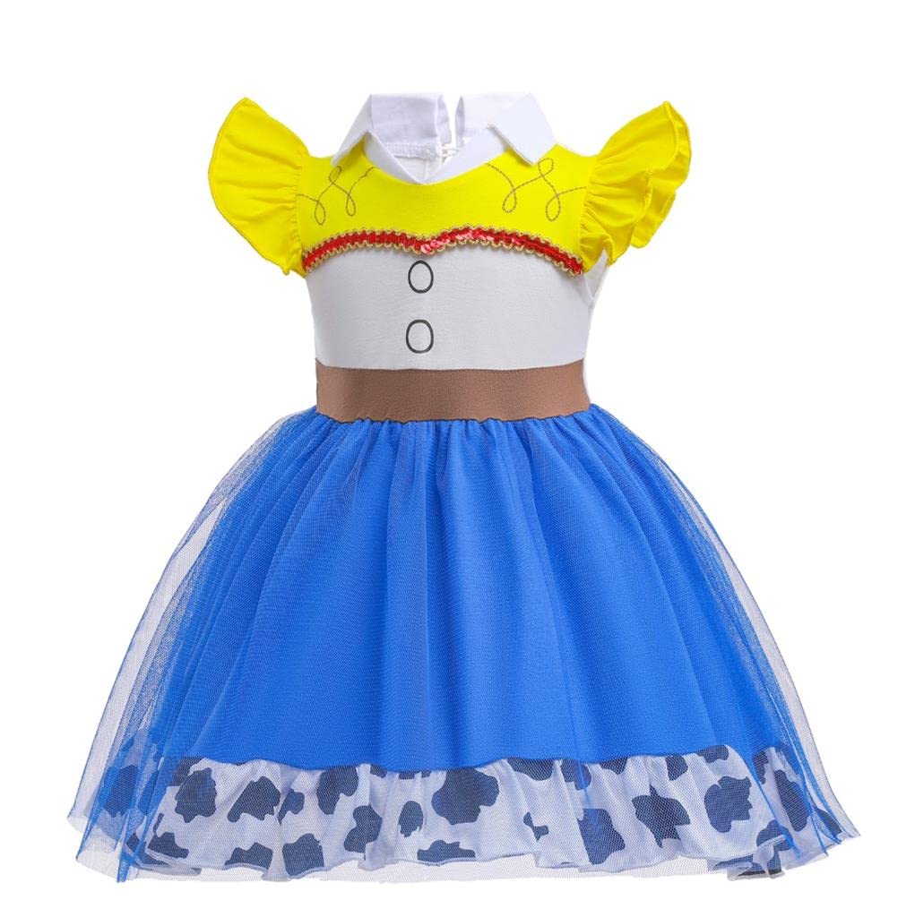 Dressy Daisy Cowgirl Tulle Dress for Baby Girls Halloween Fancy Party Costume Summer Outfits Size 12-24 Months Blue, Style 25