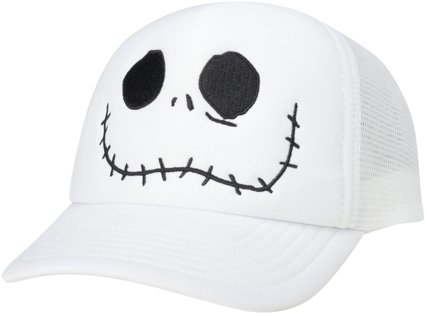 Disney Nightmare Before Christmas Trucker Hat, Snapback Baseball Cap for Men, Jack Skellington White