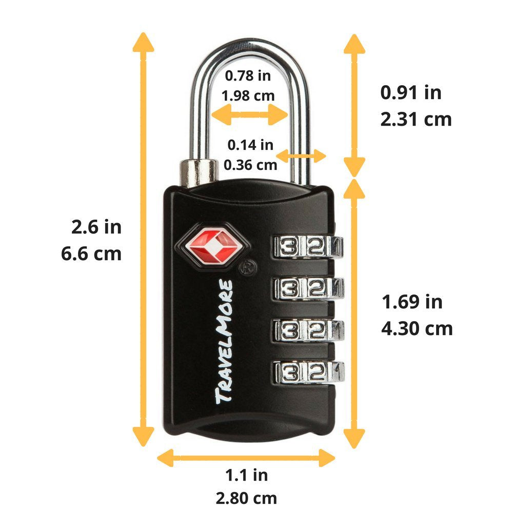 5 Pack TSA Luggage Locks with 4 Digit Combination – Heavy Duty Set Your Own Padlocks for Travel, Baggage, Suitcases & Backpacks - Black