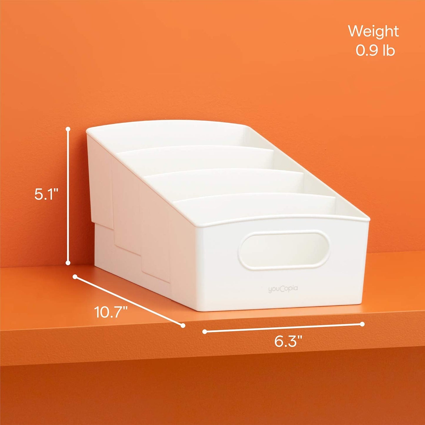 YouCopia ShelfBin Packet Organizer, 4-Tier Stairstep Raised Divided Bin, BPA-Free Storage Caddy for Kitchen Pantry and Cabinet Organization, Tea Bags, Medicine, and More