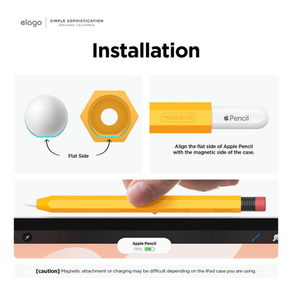 elago Compatible with Apple Pencil Pro Case & Apple Pencil 2nd Generation Case, Compatible with Magnetic Charging, Double Tap, Squeeze, Haptic (Must Read Installation Instructions) (Yellow)