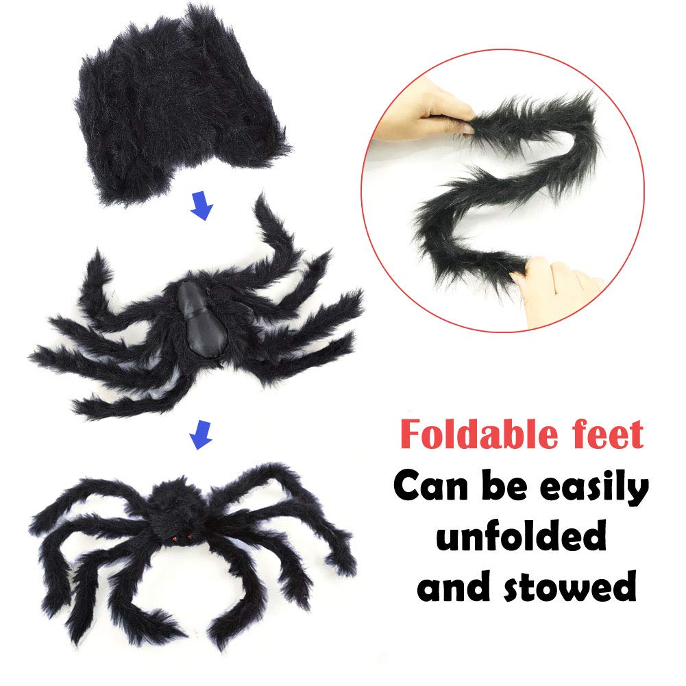 ESSENSON Halloween Decorations - 12 FT Giant Round Spider Web and Fake Large Hairy Spider Props Scary Halloween Yard Door & Outdoor Decor with Super Stretch Cobweb Decorations Party Favors
