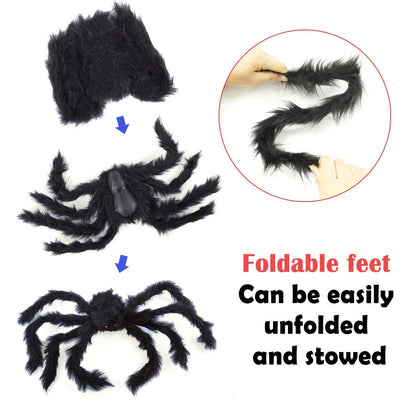 ESSENSON Halloween Decorations - 12 FT Giant Round Spider Web and Fake Large Hairy Spider Props Scary Halloween Yard Door & Outdoor Decor with Super Stretch Cobweb Decorations Party Favors
