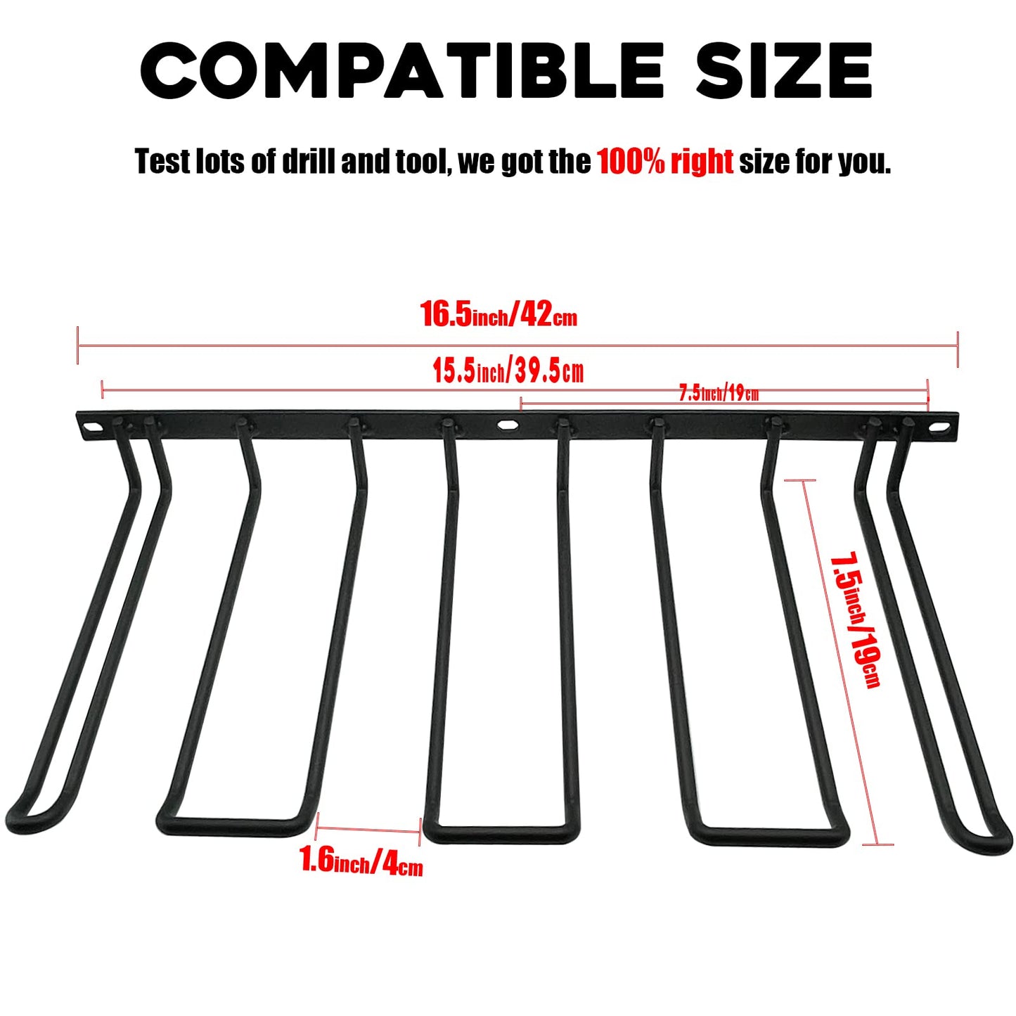 2 Pack Drill Holder, Power Tool Organizer Wall Mount, 80lb Heavy Duty Bearing Capacity Garage Storage, 4 Cordless Metal Shelf, Utility Storage Rack for Dewalt Cordless Tools Father Day Gifts