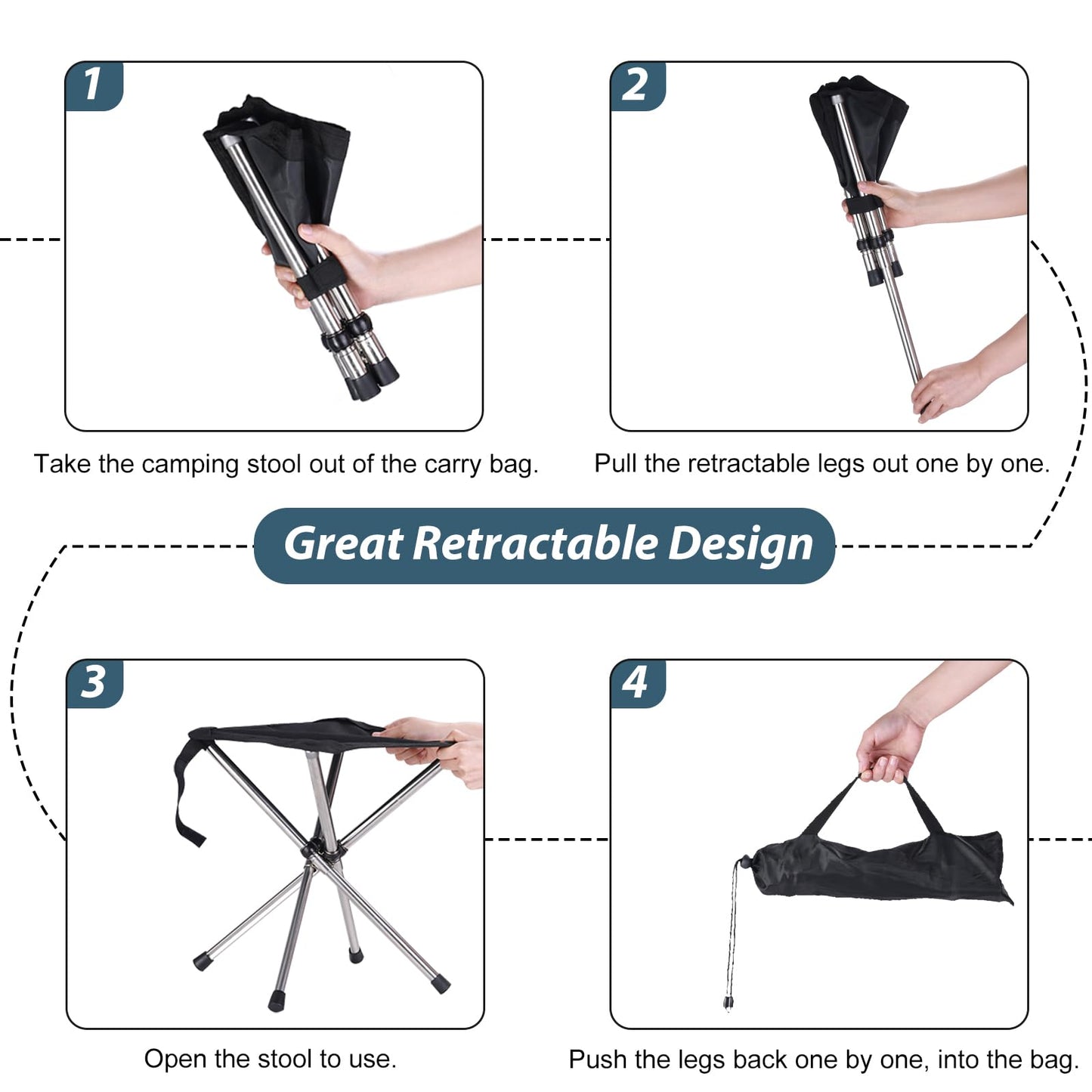 KOKSRY Camping Stool,Small Folding Chair,13.8" Lightweight Folding Stool Compact Backpacking Stool with Carry Bag