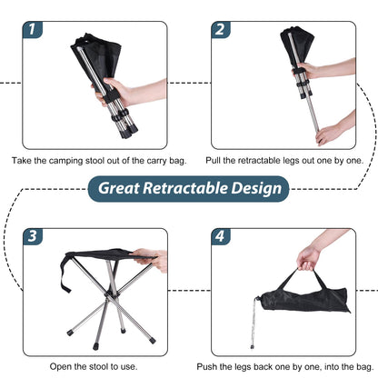 KOKSRY Camping Stool,Small Folding Chair,13.8" Lightweight Folding Stool Compact Backpacking Stool with Carry Bag