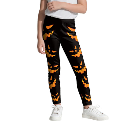Halloween Spooky Pumpkin Legging for Kids Girls Striped Leggings Birthday Stretchy Tights Pants