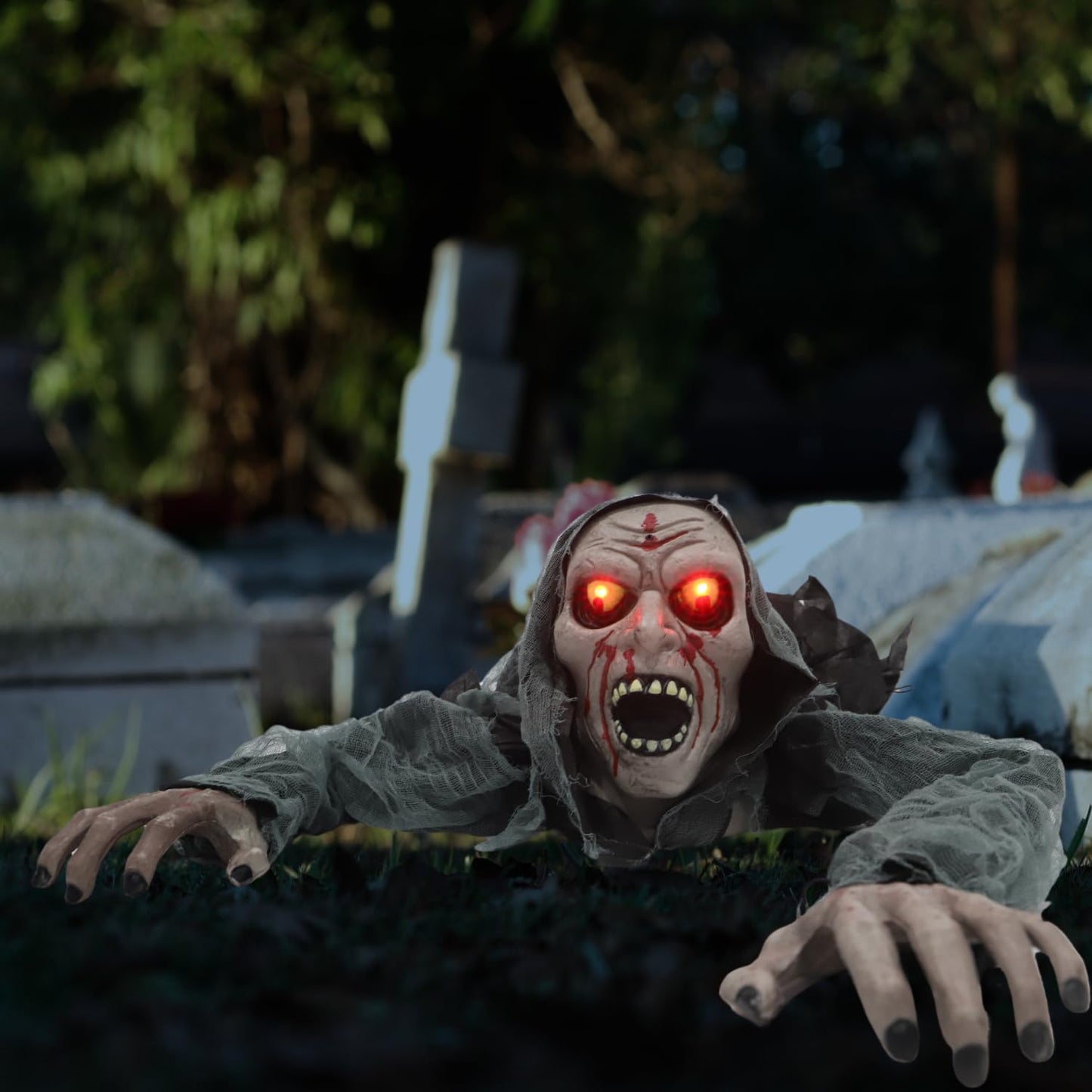 KiLiKuaLa Halloween Light-Up Animated Zombie Groundbreaker with Creepy Sound for Halloween Outdoor,Lawn,Yard,Garden,Patio Decorations