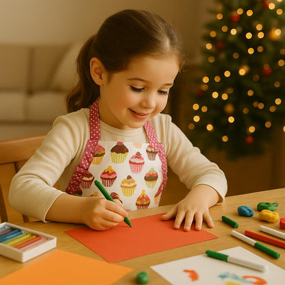 G2PLUS Kid Aprons, Toddler Apron with Pocket, Cupcake Child Apron for Christmas, Cooking, Baking, Gardening (Pink)