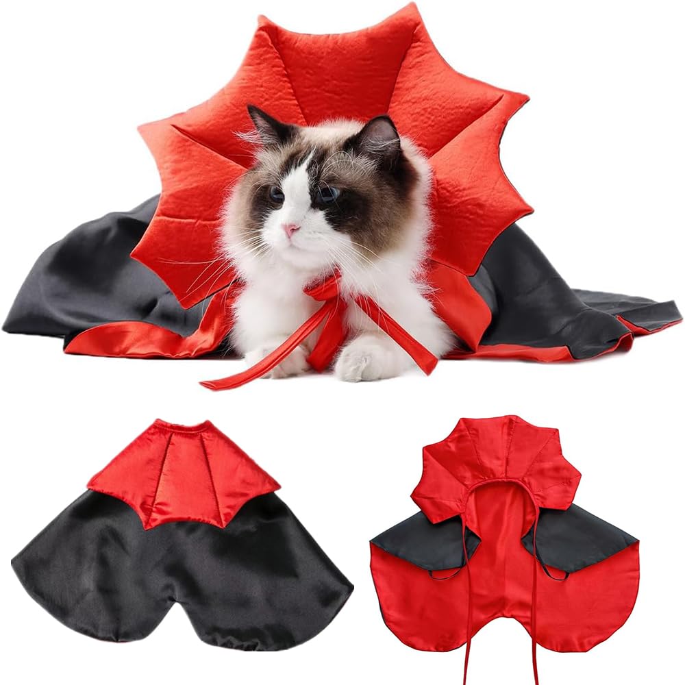 Dog Halloween Costumes for Small Medium Large Dogs Cats, Adjustable Cat Dog Vampire Costume Cloak Stand-Collar,Small Dog Halloween Costumes for Dachshund French Bulldog Chihuahua Yorkie (Black, S)