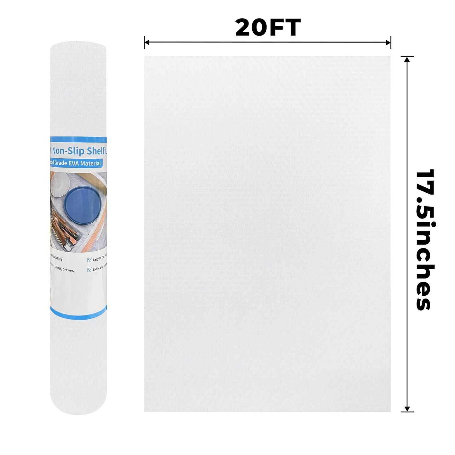 Kitchen Shelf Liner Drawer Liner Durable Stain-Proof Shelf Liners for Cabinets Refrigerator Liners Transparent 17.5 Inch x 20 FT