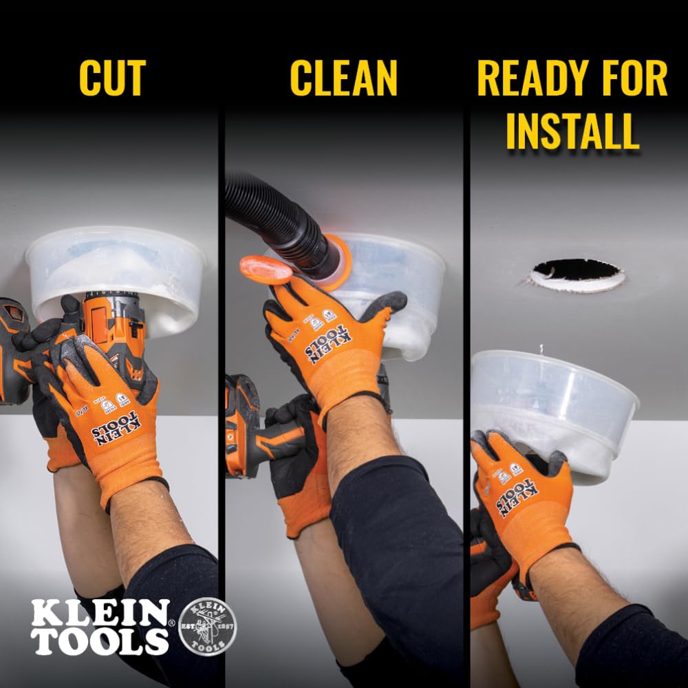 Klein Tools 31101 Collapsible Hole Saw Dust Bowl, Ideal for Overhead Can and Recessed Lighting, Fits Hole Saws up to 6-3/8-Inch, Arbors up to 1/2-Inch