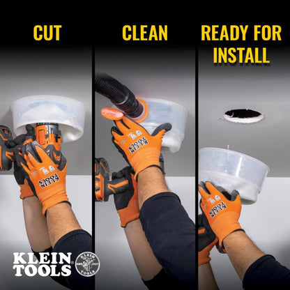 Klein Tools 31101 Collapsible Hole Saw Dust Bowl, Ideal for Overhead Can and Recessed Lighting, Fits Hole Saws up to 6-3/8-Inch, Arbors up to 1/2-Inch