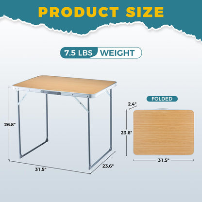 FUNDANGO Small Folding Table, Portable Lightweight Picnic Foldable Card Tables with Carry Handle for Outdoor Hiking BBQ Beach Backyard