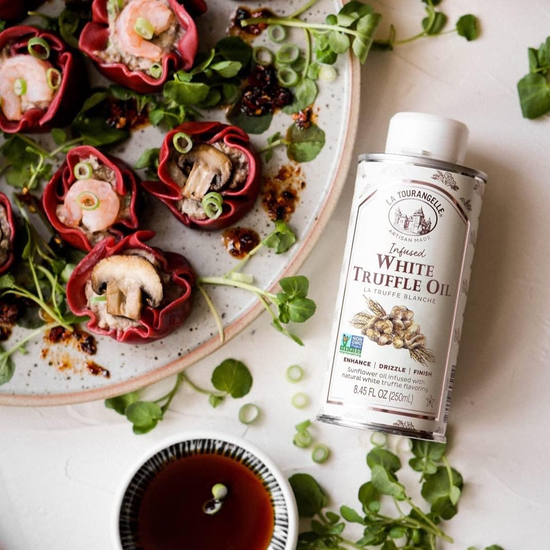 La Tourangelle, White Truffle Oil, Complex Gourmet Earthy Flavor for Drizzling over Pasta, Popcorn, Vegetables, Potatoes, Soup and More, 8.45 Fl Oz