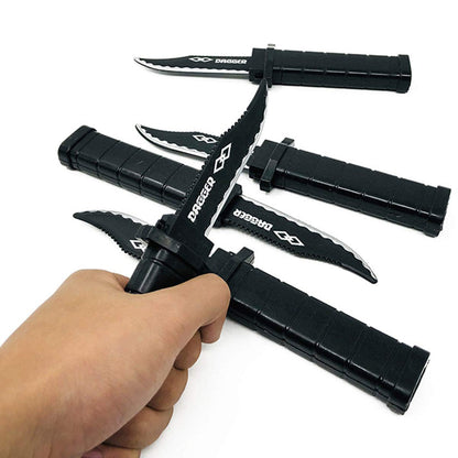 Cooplay 4PCS Retractable Fake Knife Toy Extension Hardcover Dagger Plastic Funny Trick Gadget Props Classic Gag Fun Prank Friend for Halloween Fools Day Party